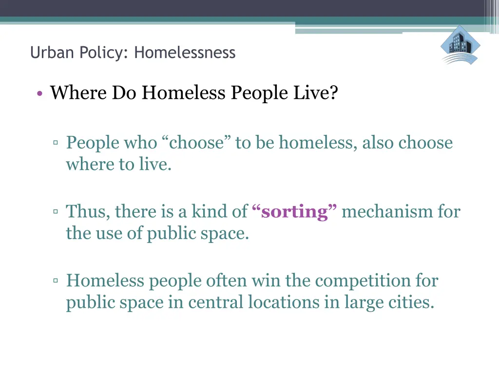 urban policy homelessness 12