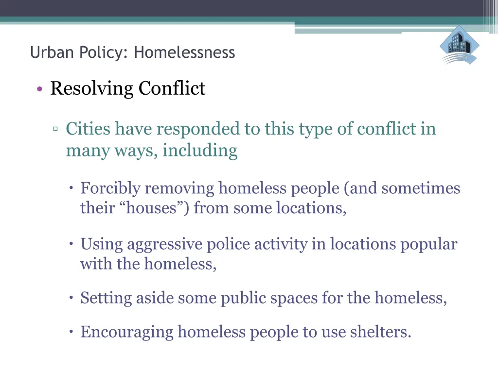urban policy homelessness 15
