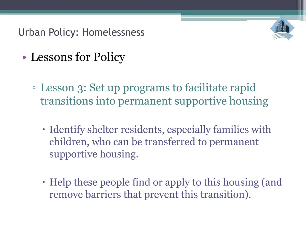 urban policy homelessness 18