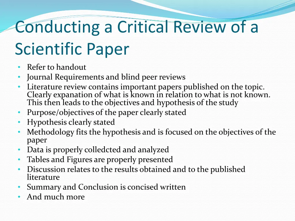 conducting a critical review of a scientific