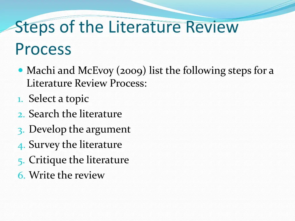 steps of the literature review process