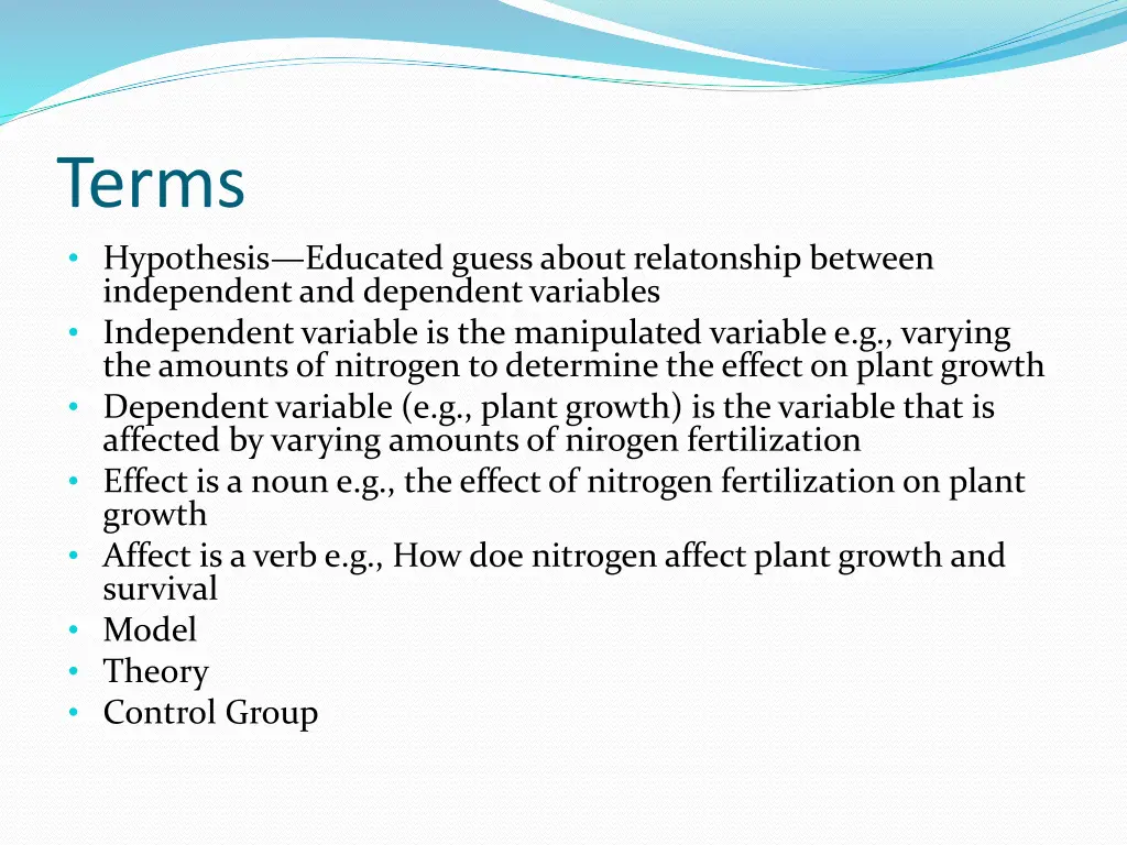 terms hypothesis educated guess about relatonship