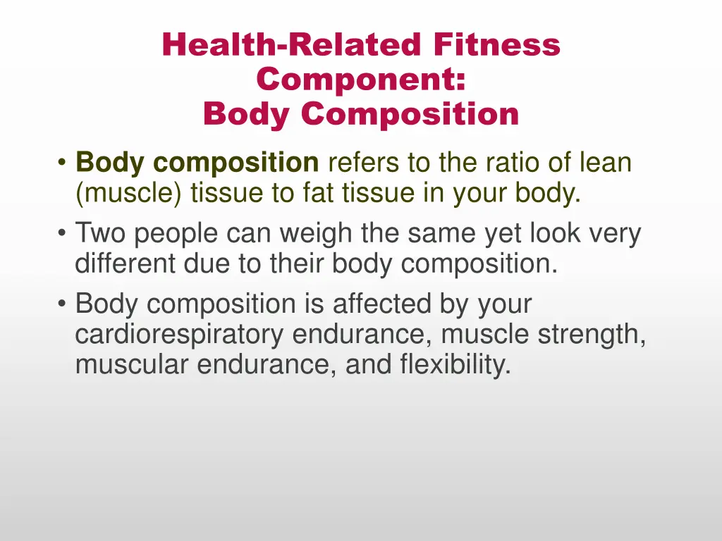 health related fitness component body composition