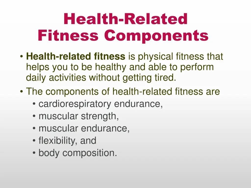 health related fitness components