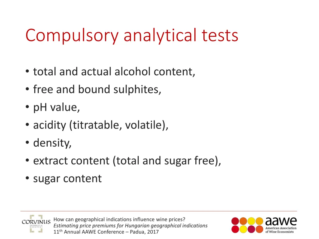 compulsory analytical tests