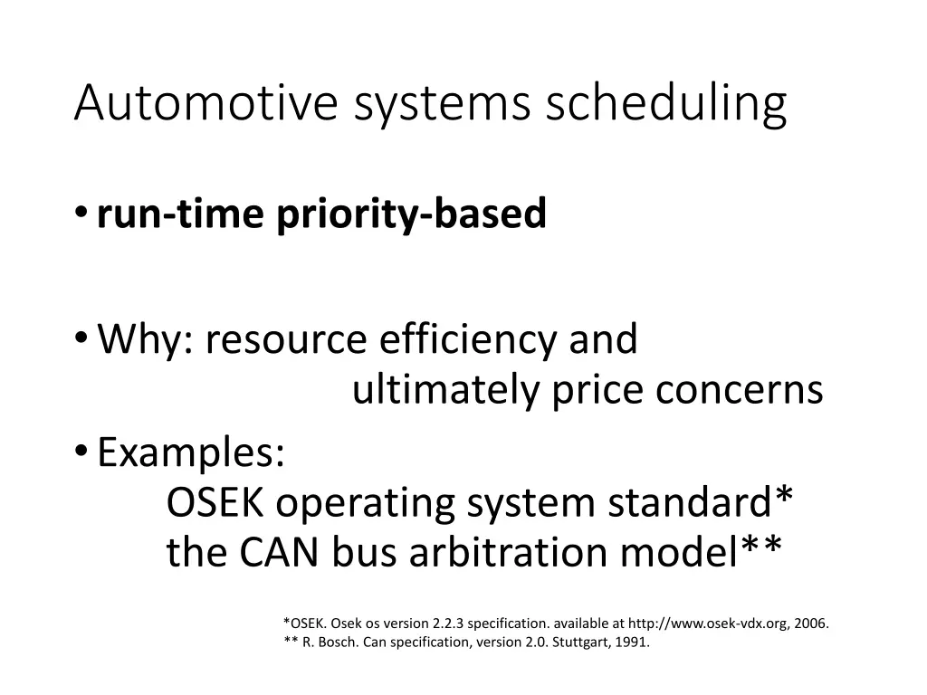 automotive systems scheduling
