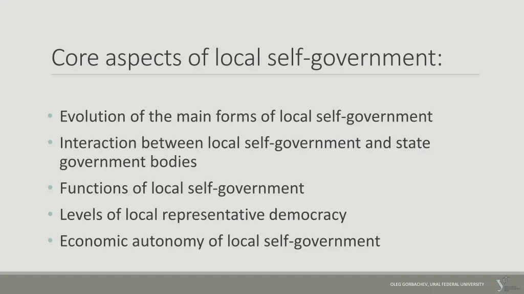 core aspects of local self government