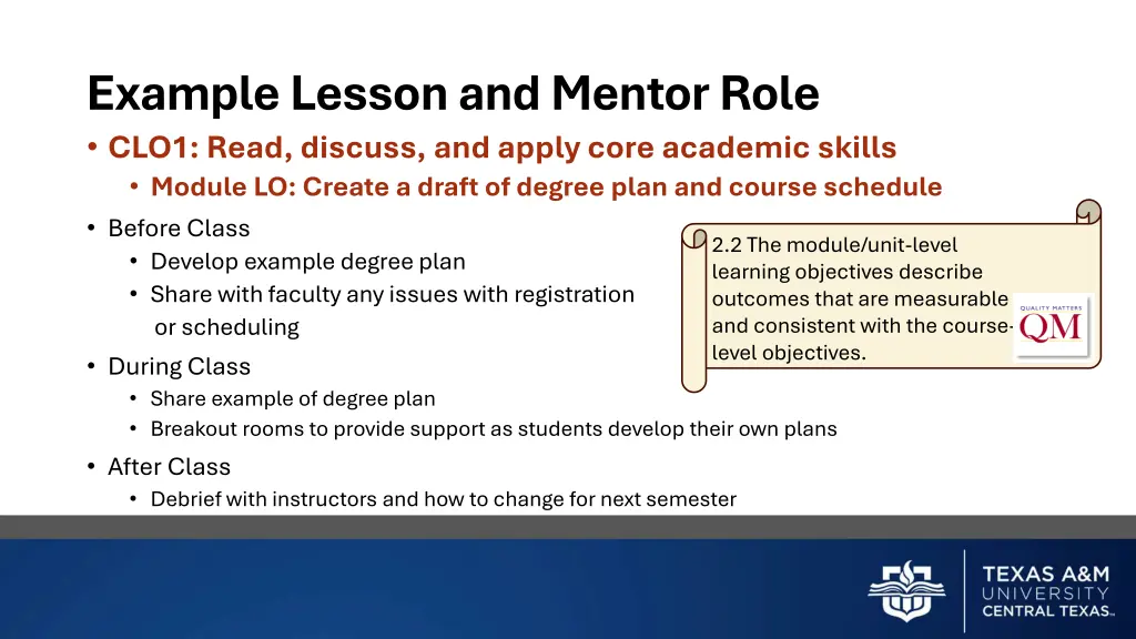 example lesson and mentor role clo1 read discuss