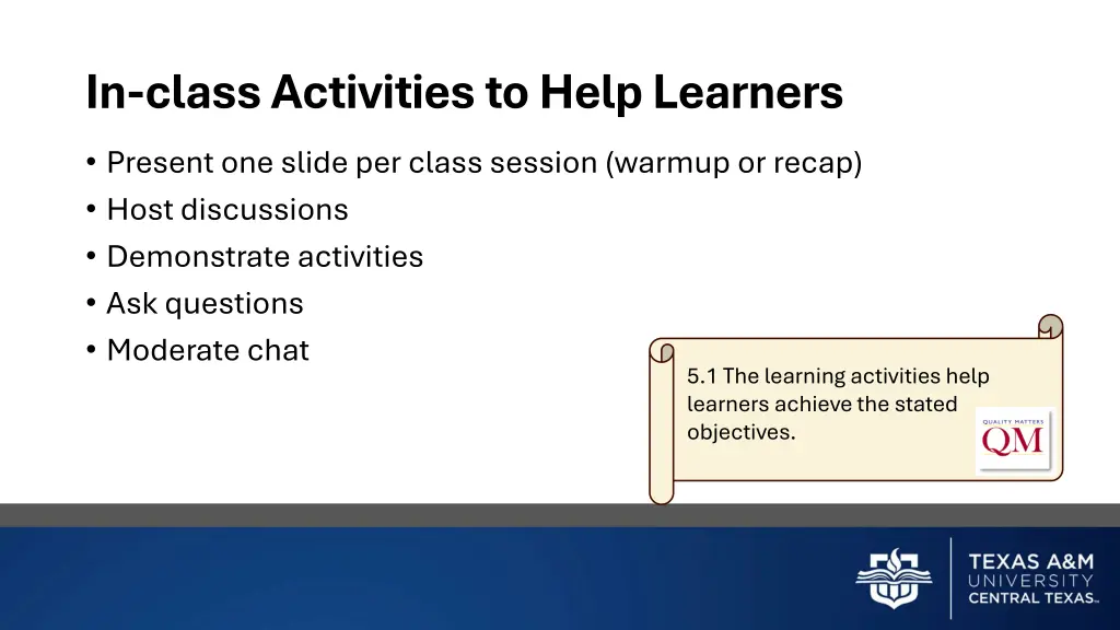 in class activities to help learners