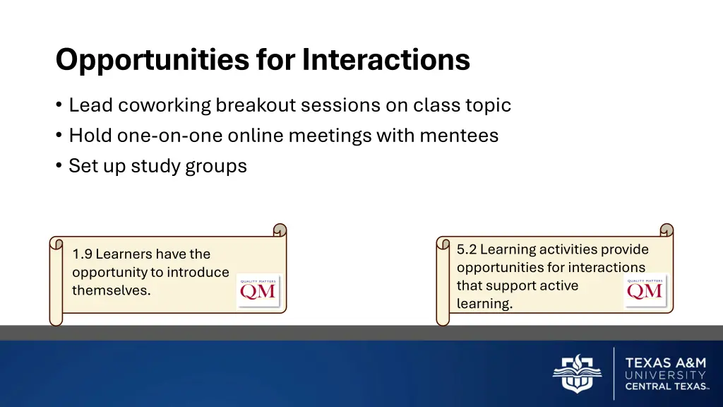 opportunities for interactions