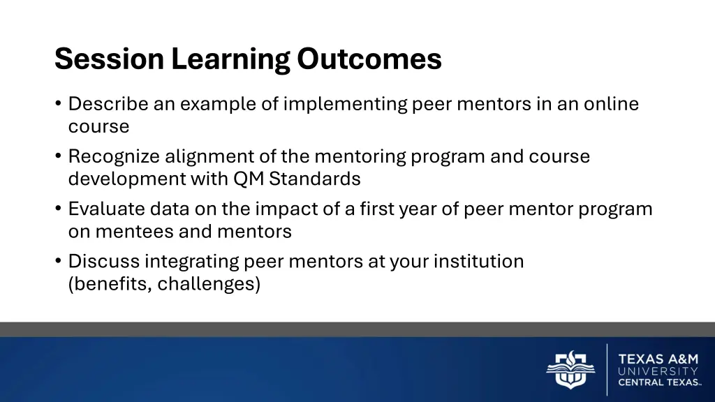 session learning outcomes