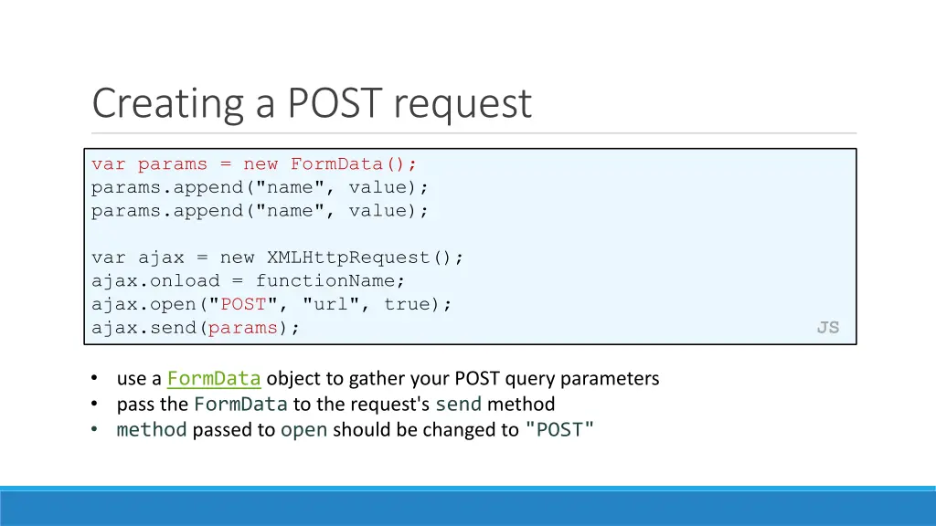 creating a post request