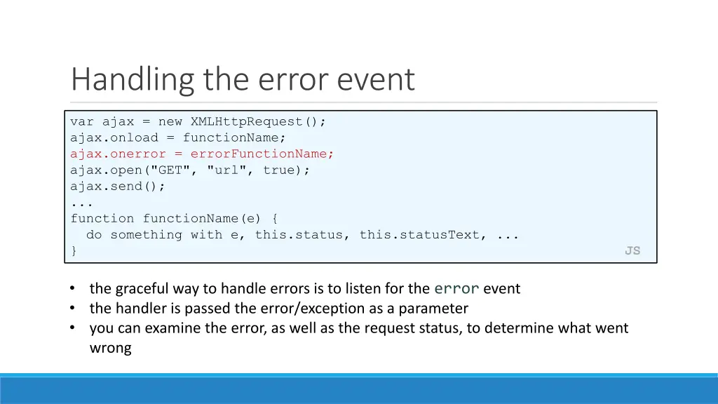 handling the error event