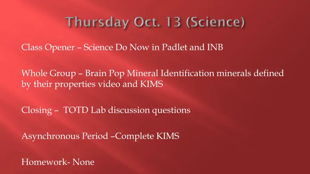 class opener science do now in padlet and inb