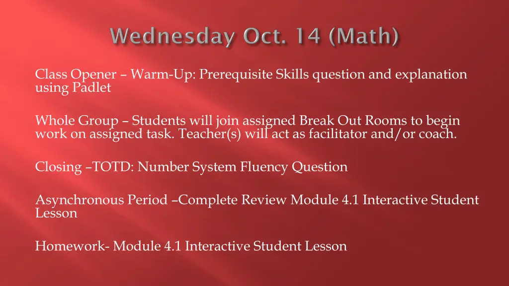 class opener warm up prerequisite skills question