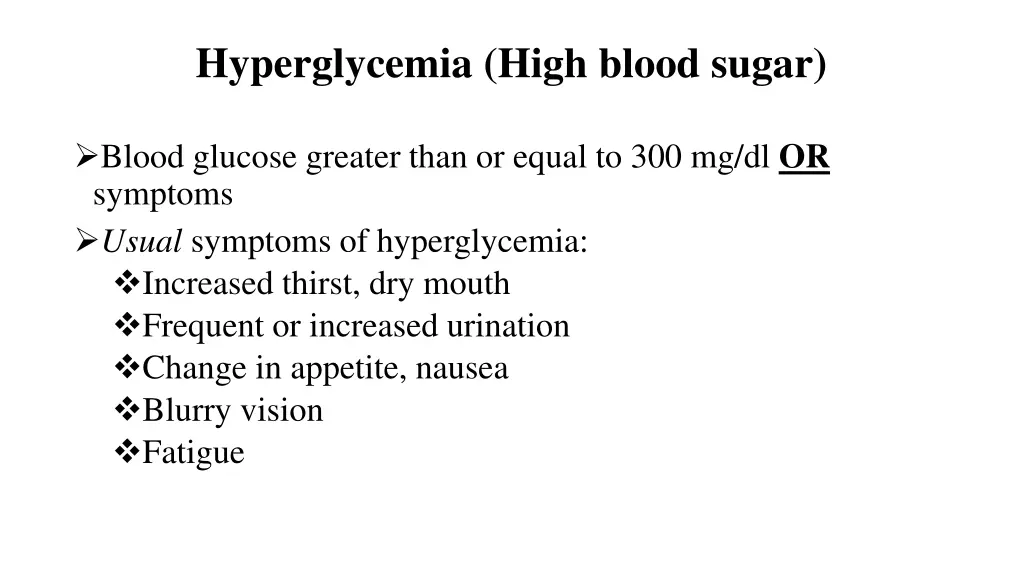 hyperglycemia high blood sugar