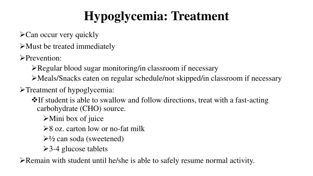 hypoglycemia treatment