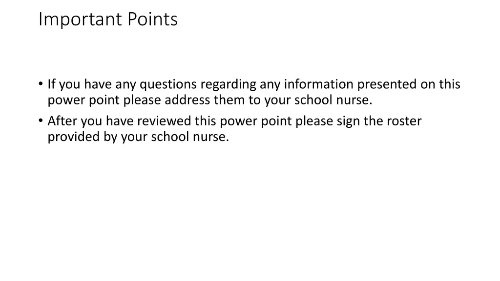 important points