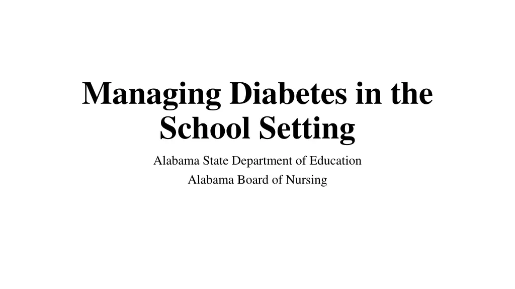 managing diabetes in the school setting