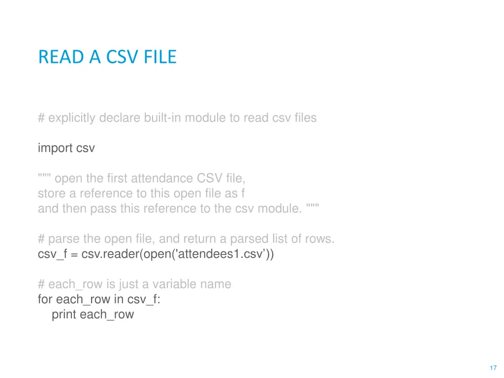 read a csv file