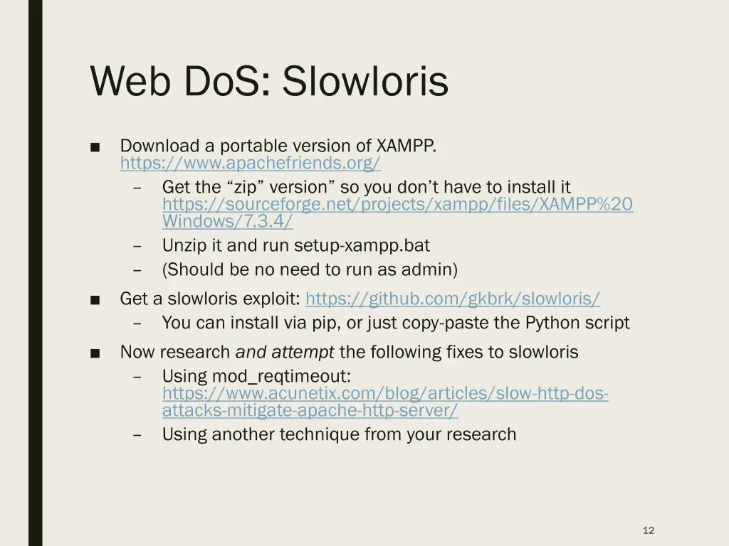 web dos slowloris