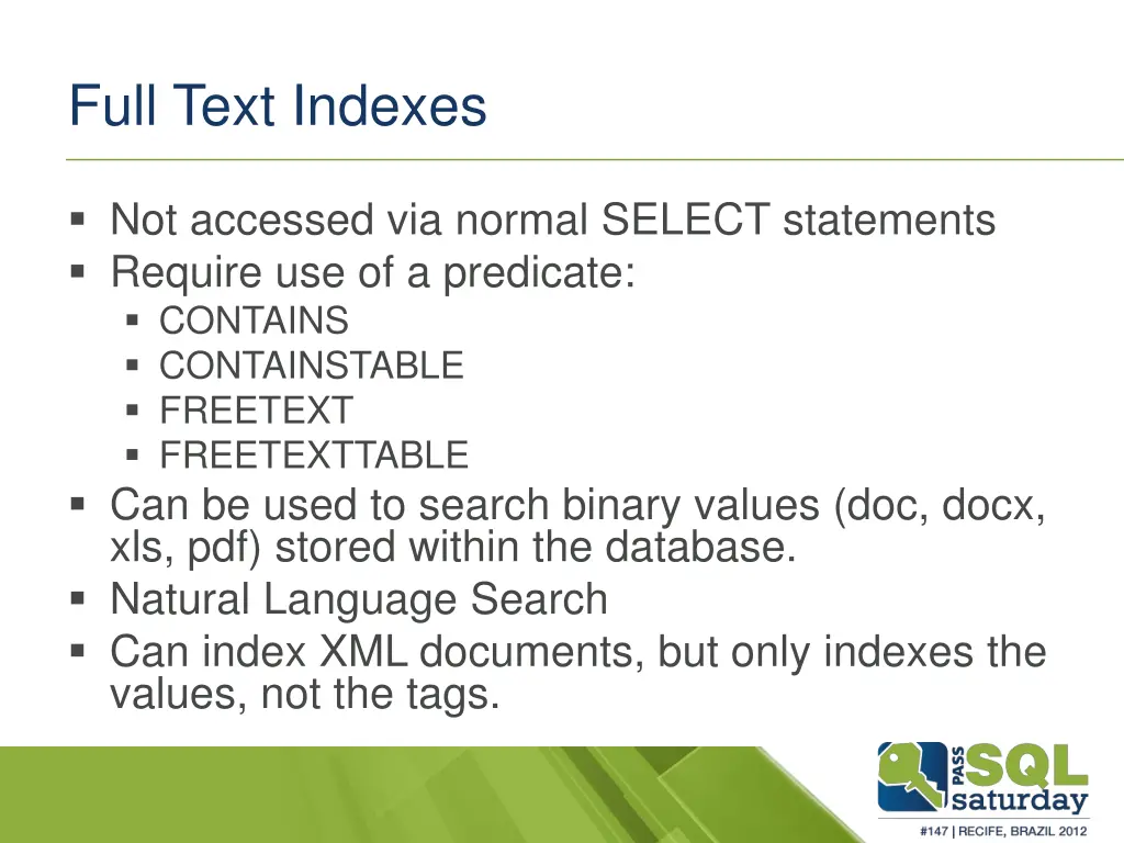 full text indexes