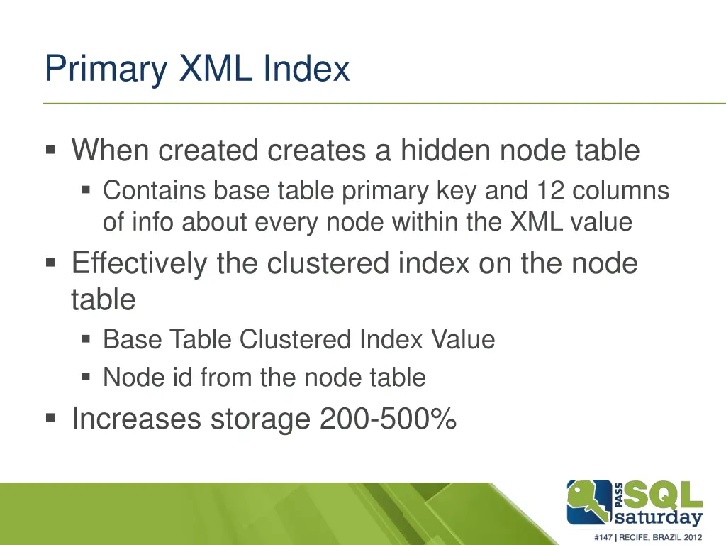 primary xml index
