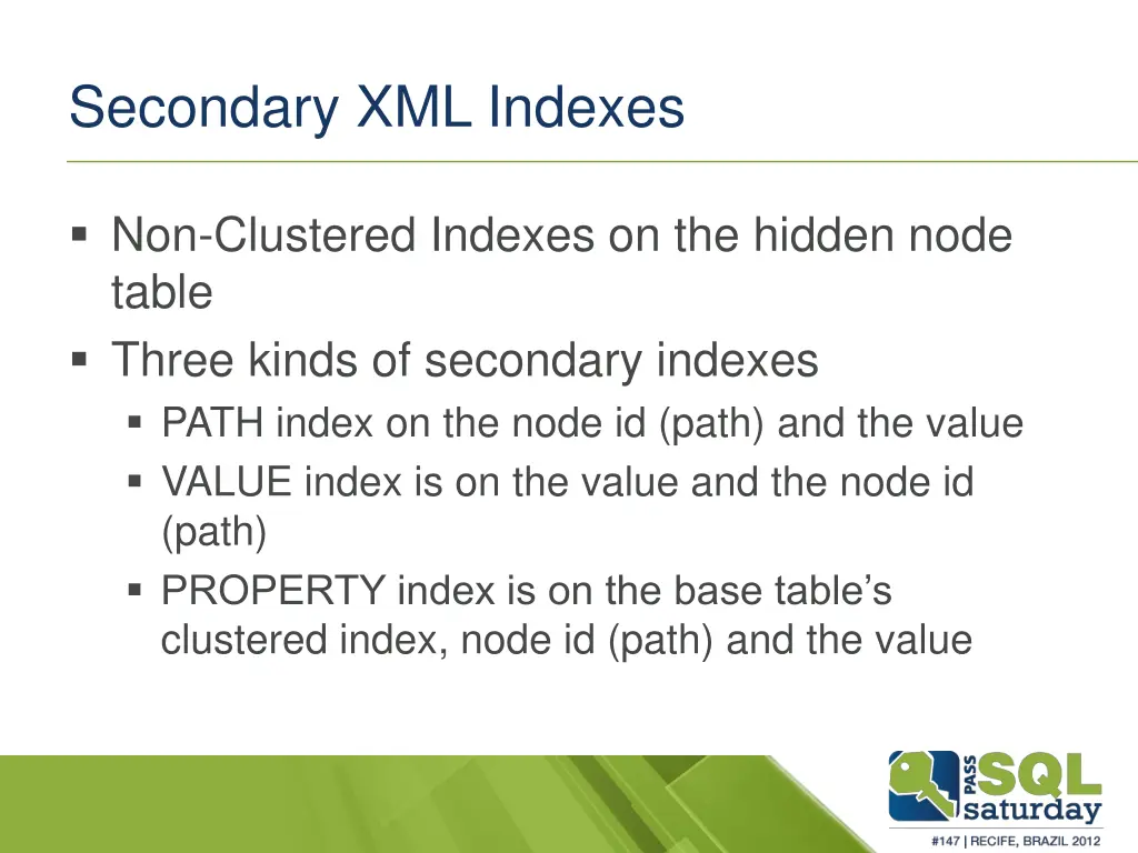 secondary xml indexes