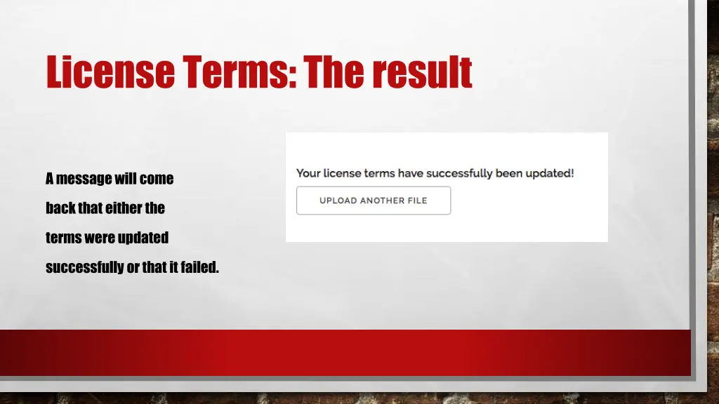 license terms the result