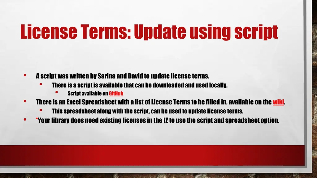 license terms update using script