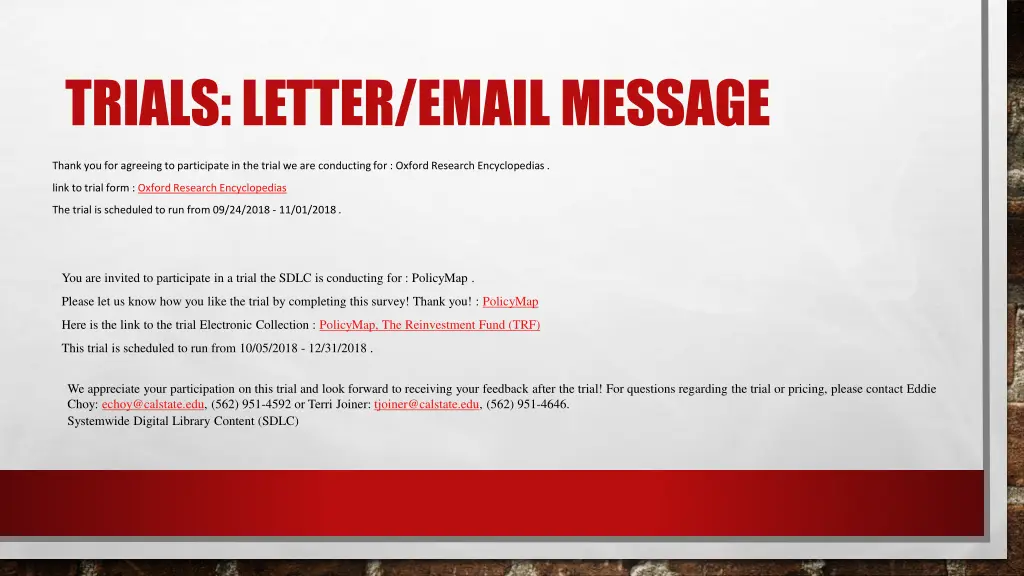 trials letter email message 1