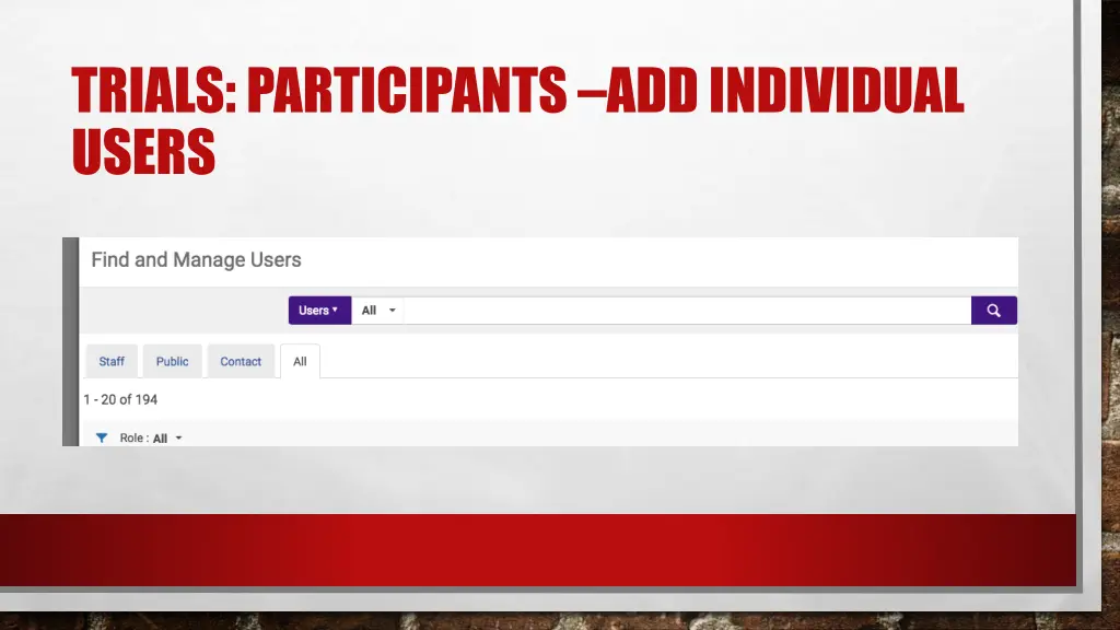 trials participants add individual users