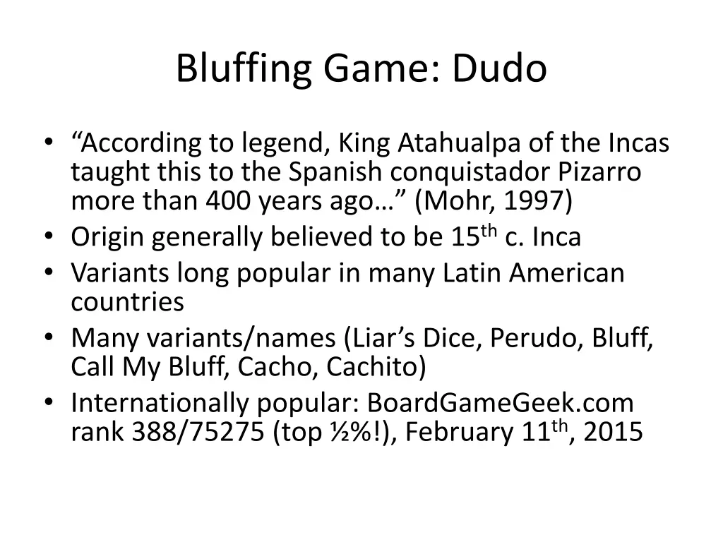 bluffing game dudo