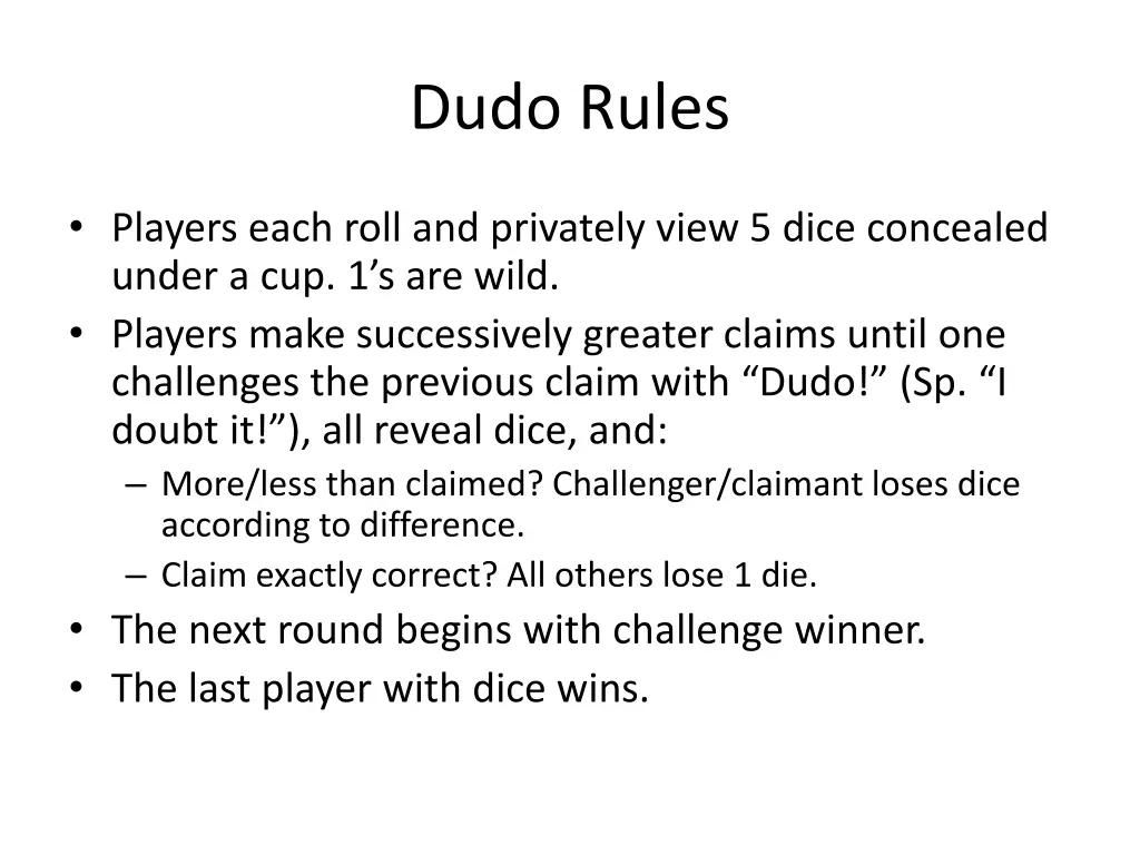 dudo rules