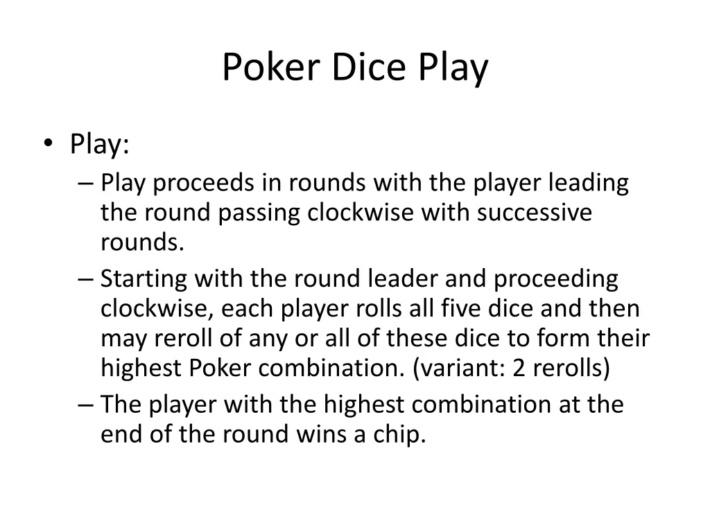 poker dice play