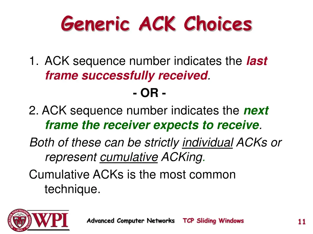 generic ack choices