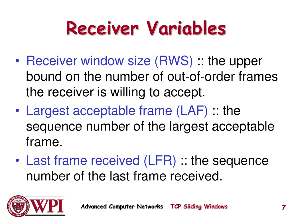 receiver variables