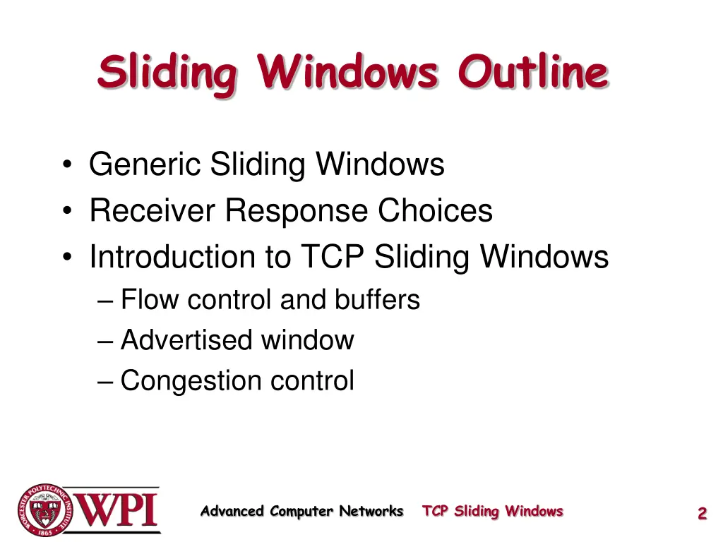 sliding windows outline