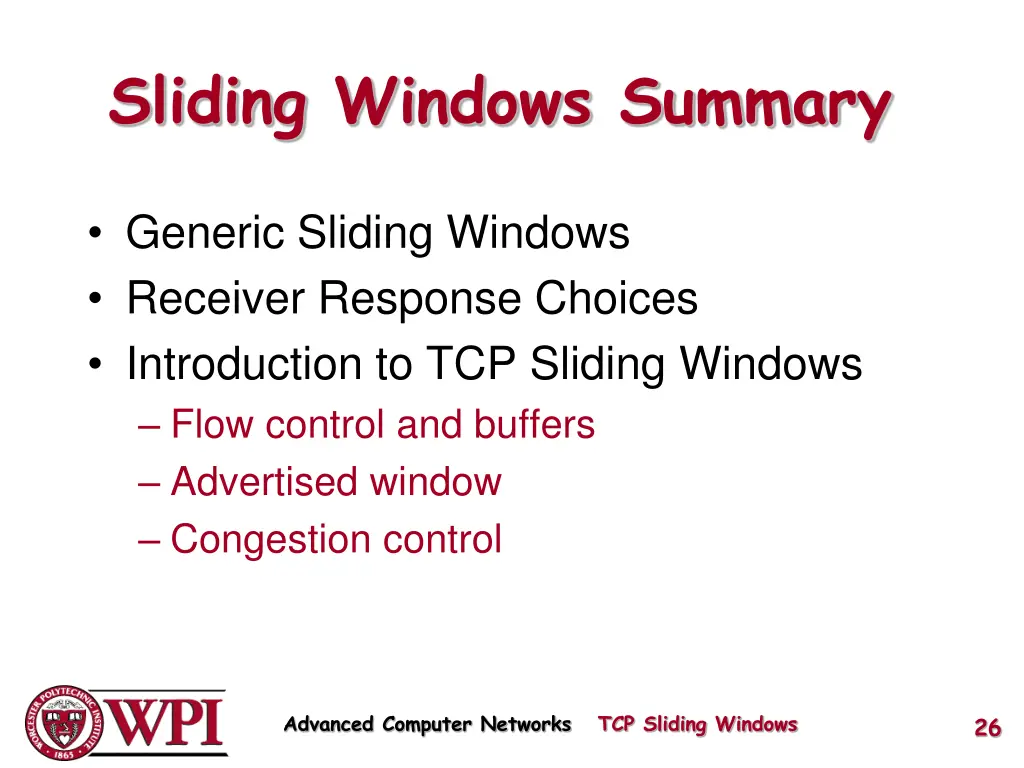 sliding windows summary