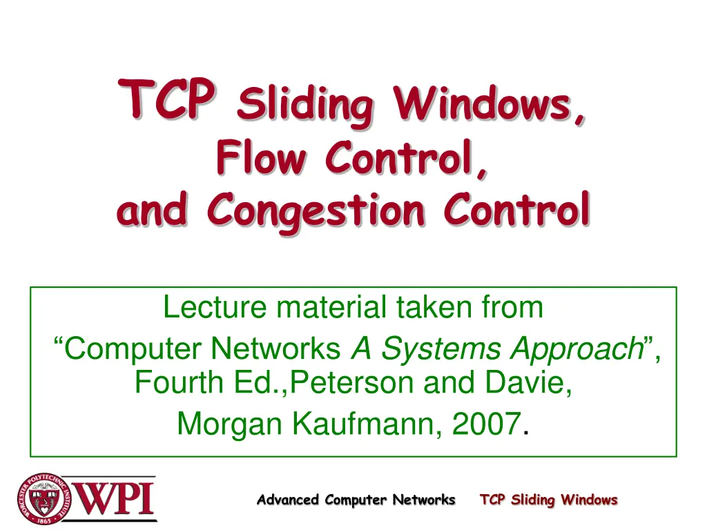 tcp sliding windows flow control and congestion