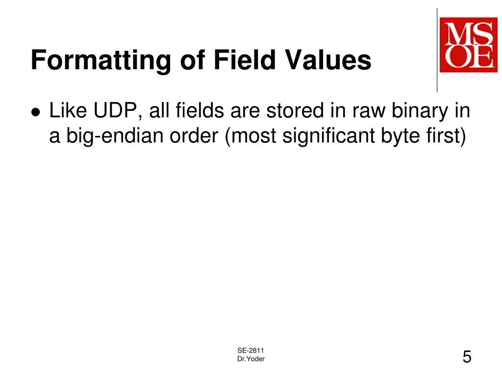 formatting of field values
