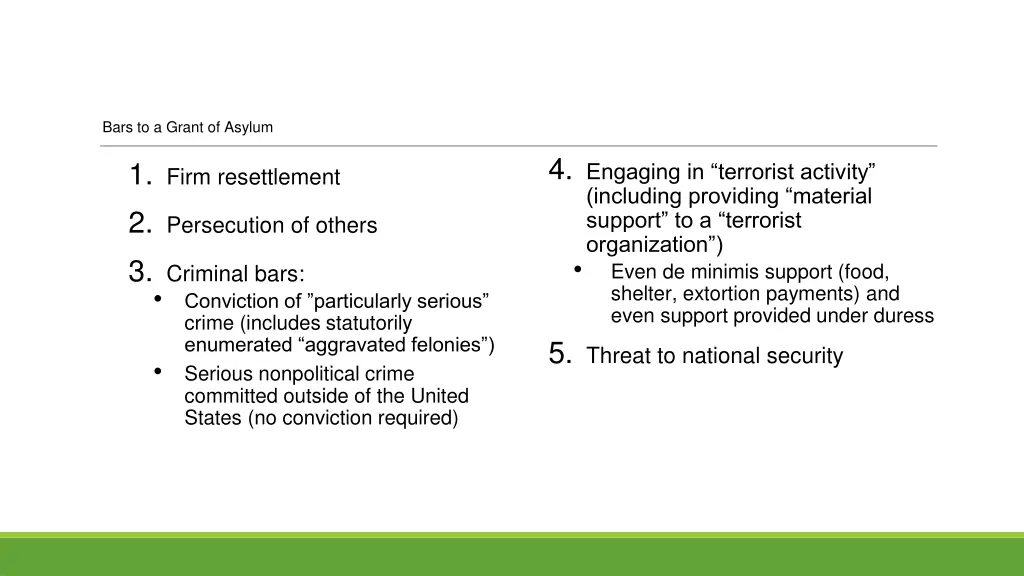 bars to a grant of asylum
