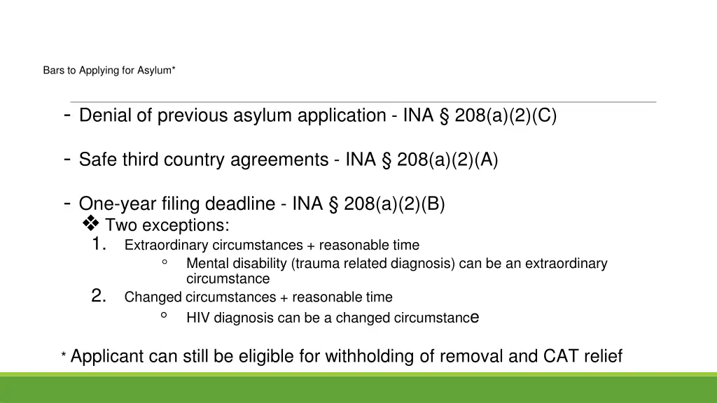 bars to applying for asylum