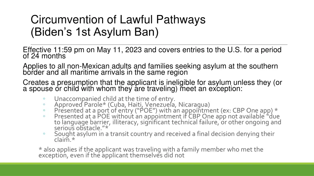 circumvention of lawful pathways biden