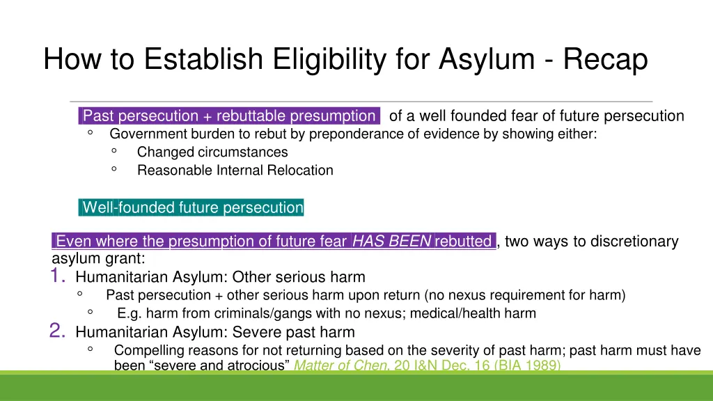 how to establish eligibility for asylum recap