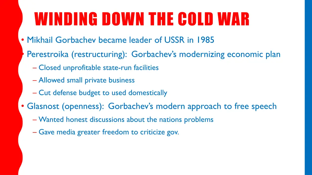 winding down the cold war