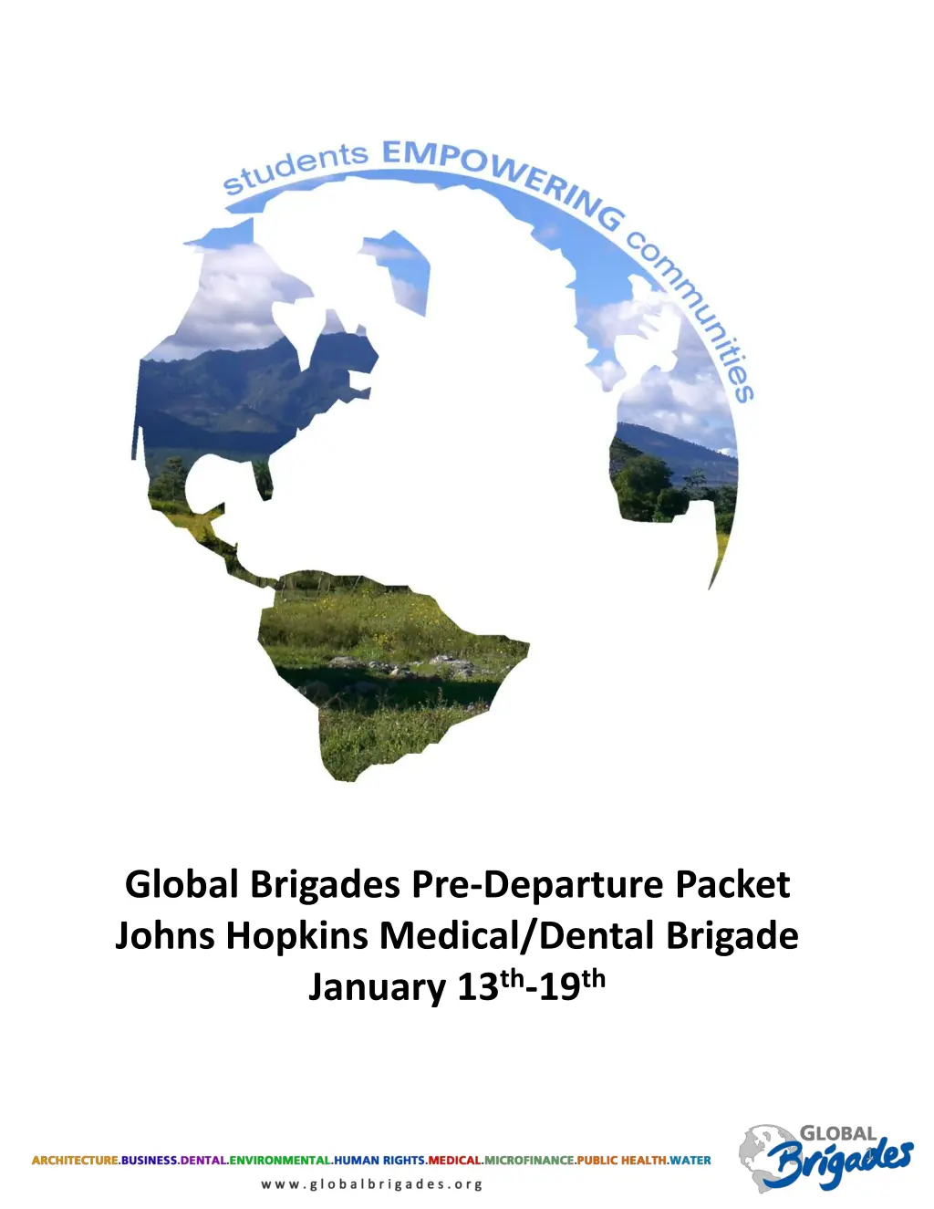 global brigades pre departure packet johns