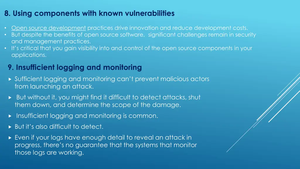 8 using components with known vulnerabilities