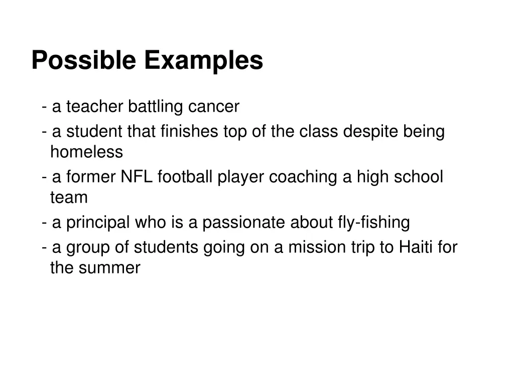 possible examples