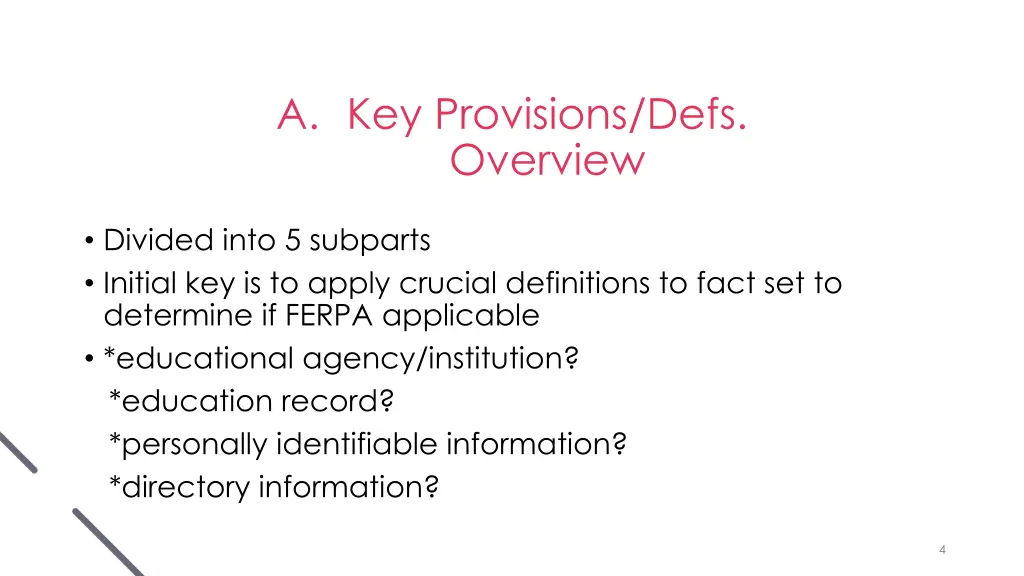 a key provisions defs overview